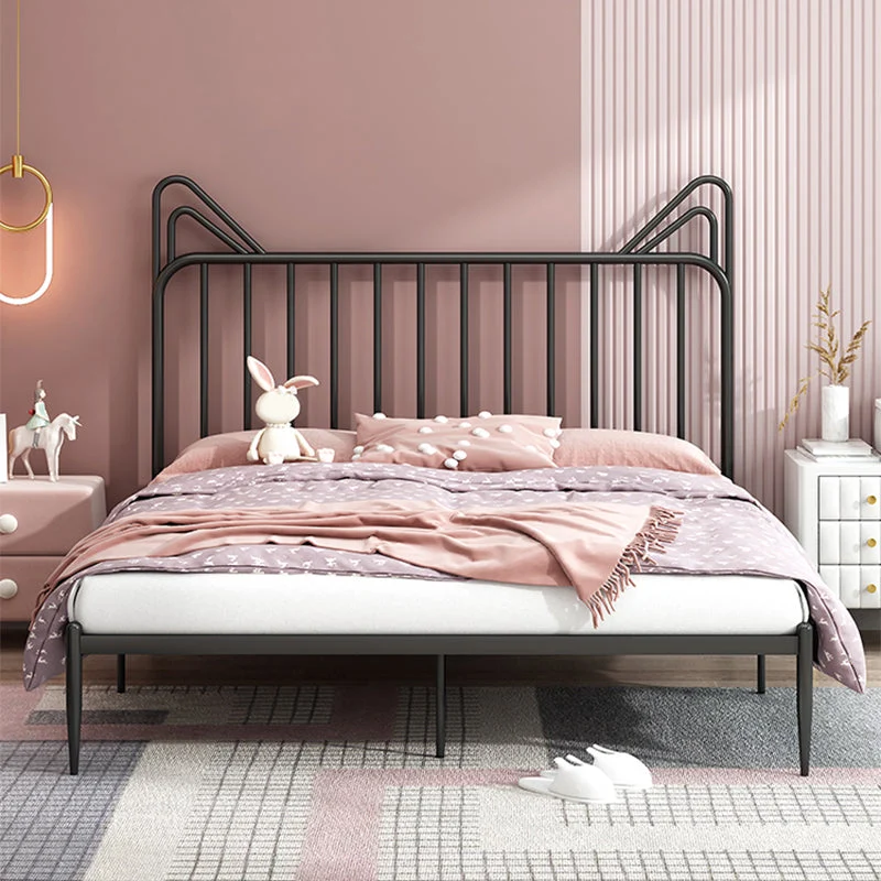 Contemporary Standard Bed with Headboard Open-Frame Metal Bed