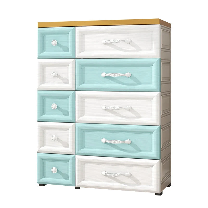 Modern Style Non-Hanging Armoire Plastic Home Cabinet with 10 Drawers