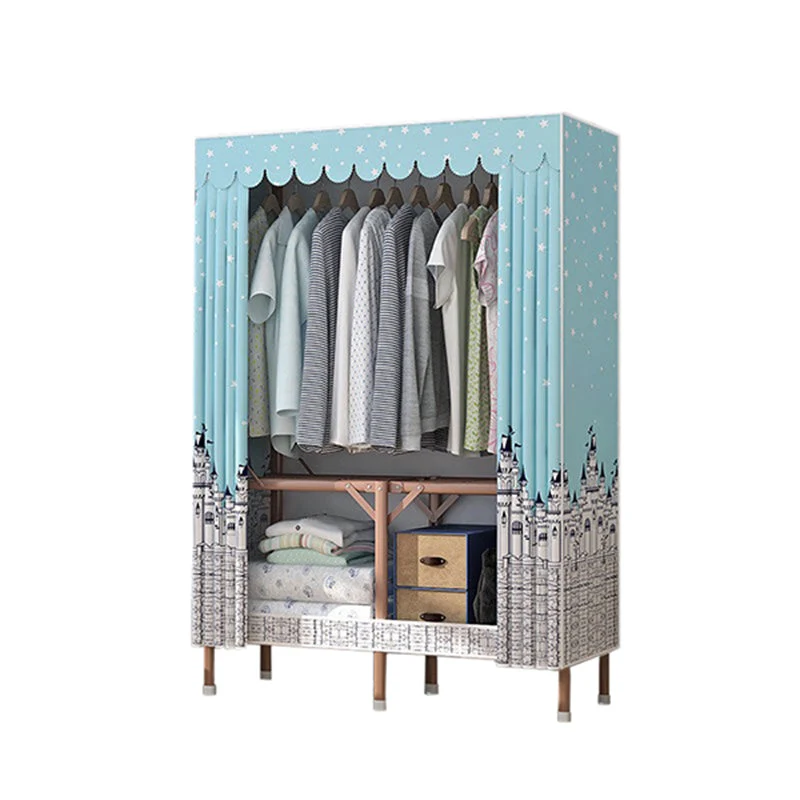 Brown Metal Frame Wardrobe Armoire Modern Folding Wardrobe Cabinet