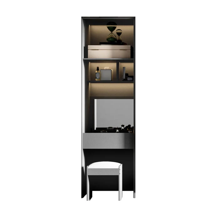 Glass and Wood Wardrobe Cabinet Modern Hinged Wardrobe Armoire