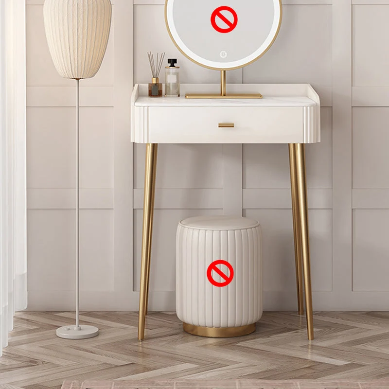 Contemporary White Slate Dresser 31.1-In High Vanity Dressing Table Set with Drawers