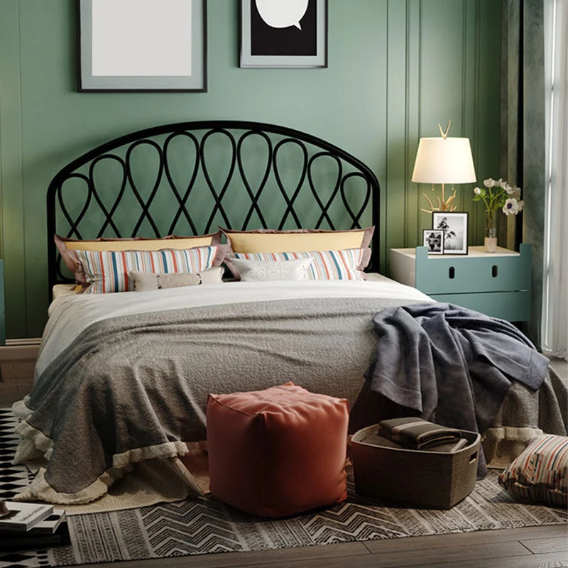Open-Frame Bed,47.24" H Arched Headboard Slat Bed with Metal Legs
