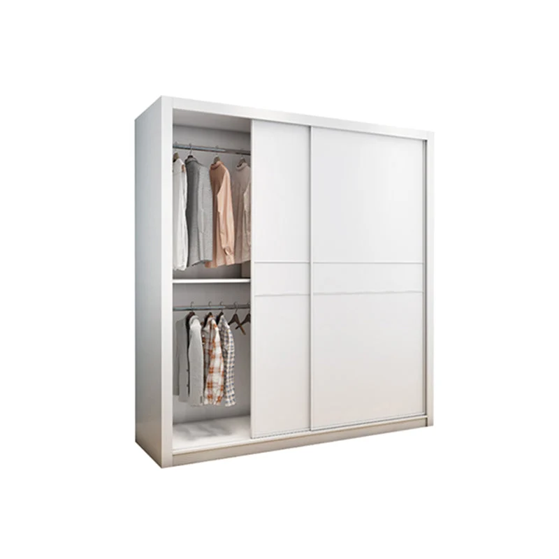 Contemporary Style Wardrobe Armoire White Engineered Wood Wardrobe with Drawer
