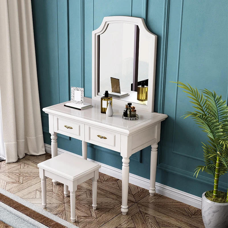 2 Storage Drawers & Mirror Vanity Set Victorian Wood Dressing Table