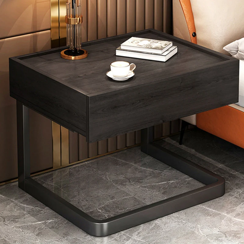 Modern Bedside Cabinet Manufactured Wood Bed Nightstand with Drawer for Bedroom