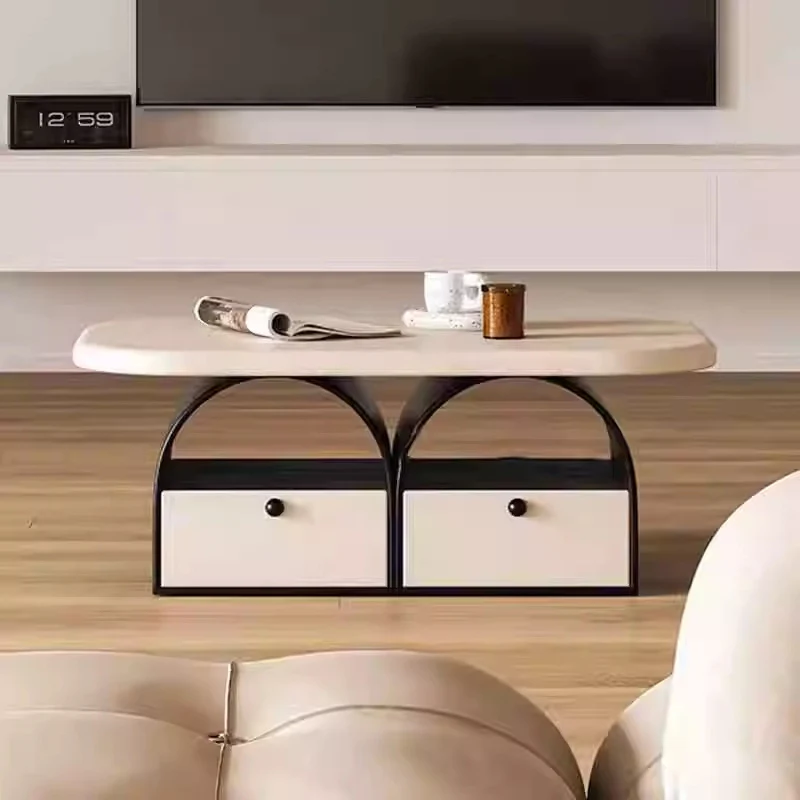 Modern Art Deco Eyeglasses Solid Wood Plywood Rubberwood & MDF Coffee Table 4-Drawer For Living Room