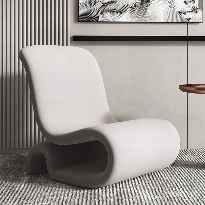 Contemporary Creative S-Shape Iron Velvet Sponge Accent Chair Backrest Armless For Living Room