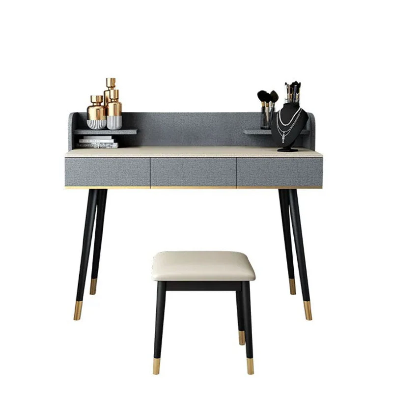 Make-up Vanity With Drawer Wooden with Makeup Table and Stool Glam