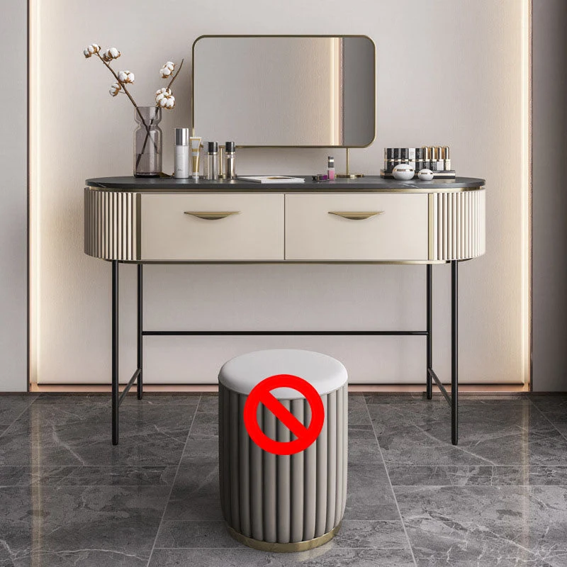 Contemporary Bedroom Double Drawers Metal Standing Make-up Vanity