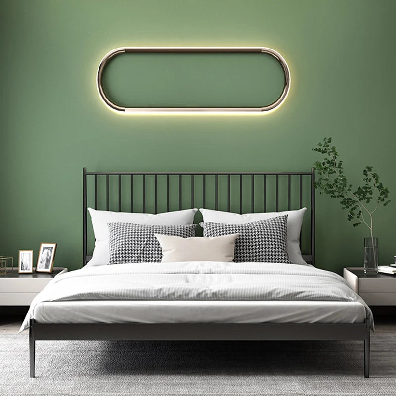 43.3" Metal Standard Bed with Spindle Headboard Low Profile Bed