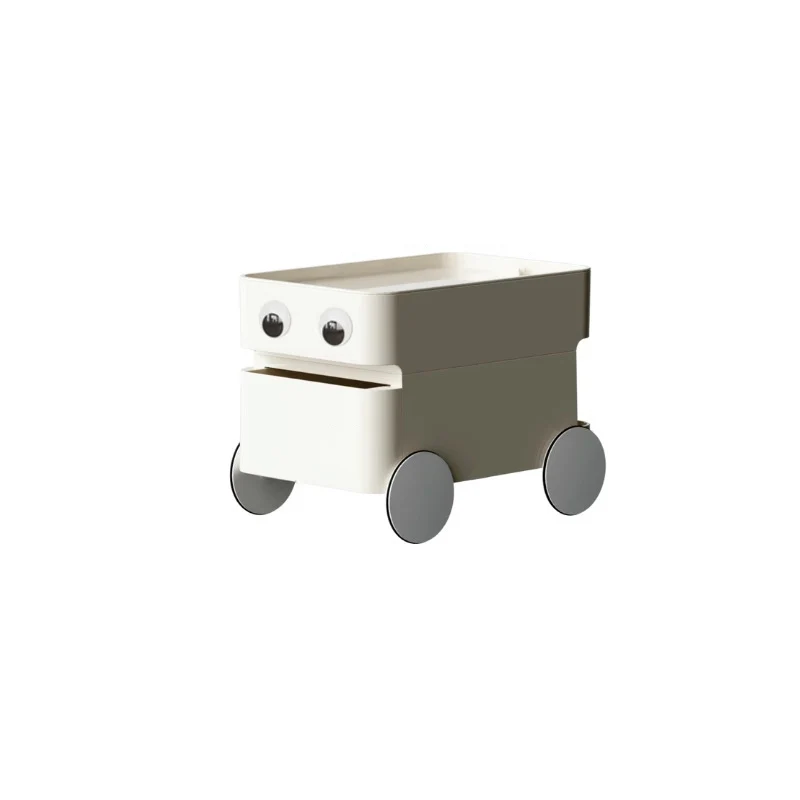 Modern Minimalist Rectangular ABS Movable Universal Wheel Side Table 1/2/3/4-Drawer For Living Room