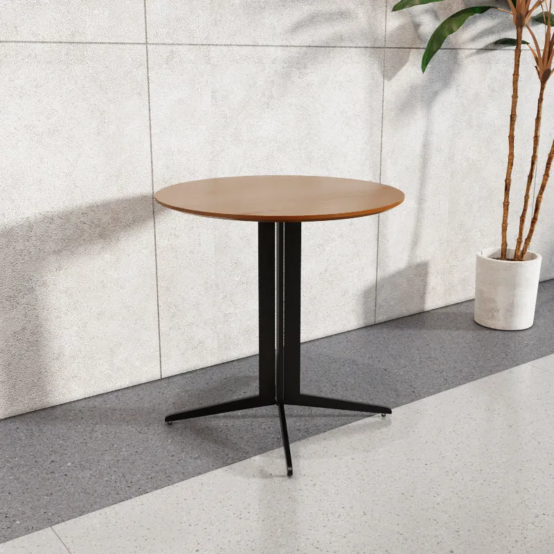 Traditional Japanese Rubberwood Iron Round Top Iron Side Table For Dining Room