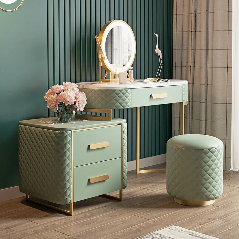 3 Storage Drawers Vanity Set Luxurious Mirrored Make-up Vanity