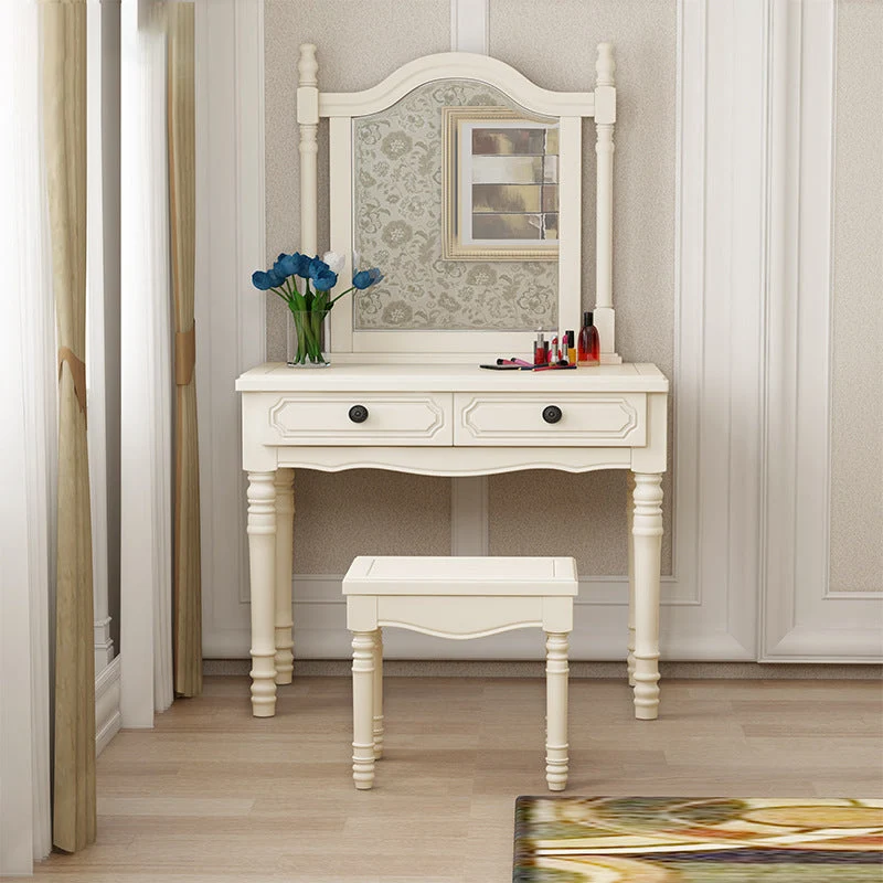19.68" Wide Vanity Set with Drawer Rubberwood Make-up Vanity