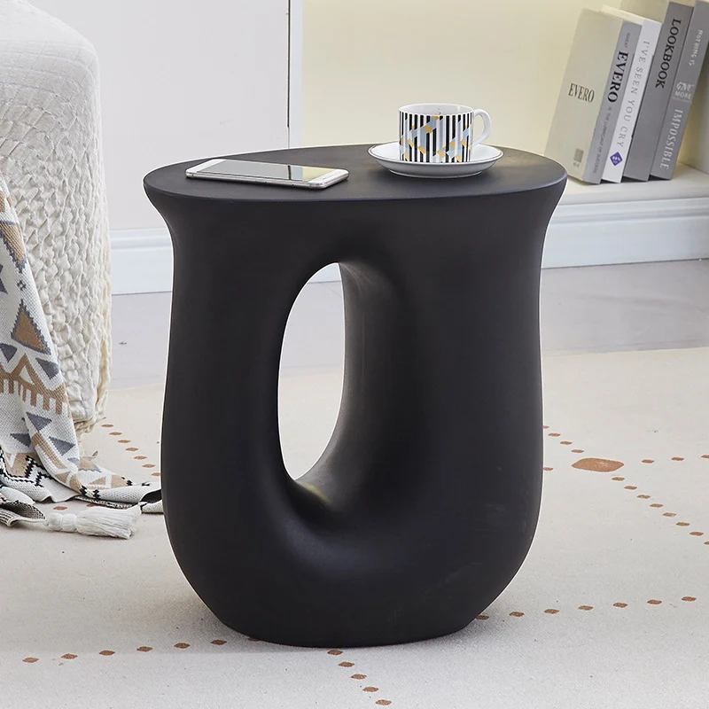 Modern Minimalist Oval Skeleton Plastic Coffee Table 1-Tier For Living Room