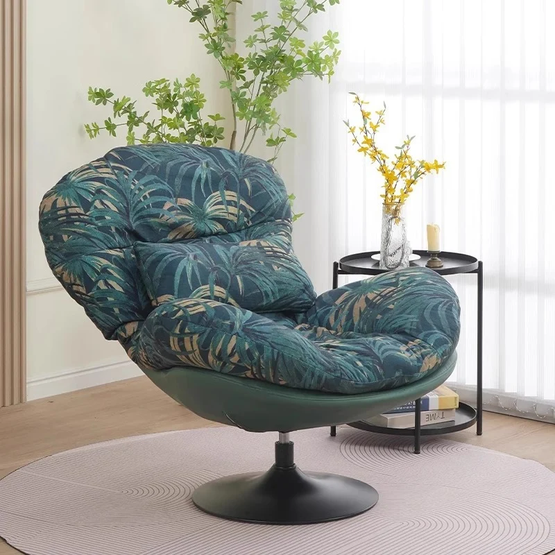 Contemporary Nordic Circular Arc Carbon Steel Cat Scratching Leather Techno Fabrics Plastic Pearly Velvet Cotton Lazy Sofa Backrest Armless Swivel for Living Room