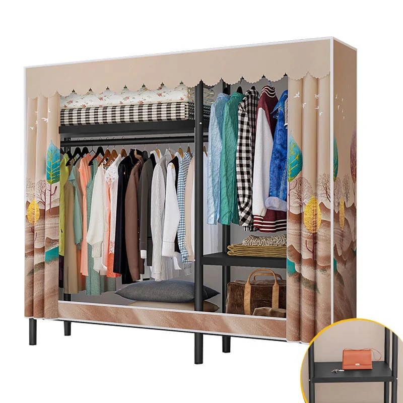 Contemporary Style Wardrobe Steel 1-Door Wardrobe Closet with Shelves