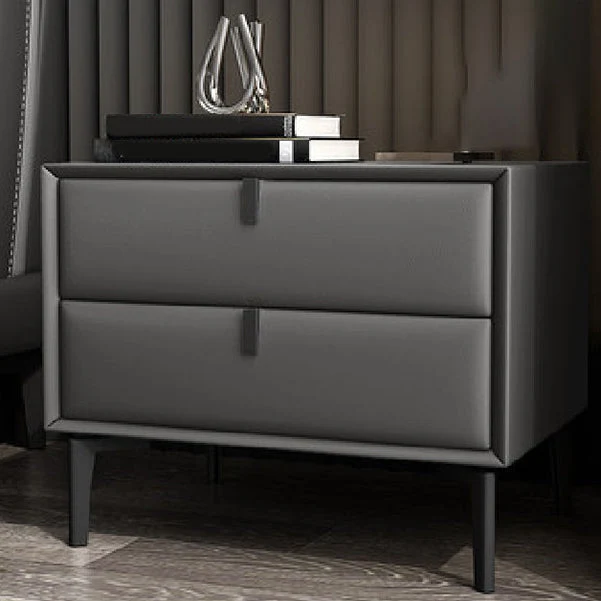 Solid Wood Bed Nightstand Contemporary Night Table with 2 Drawers