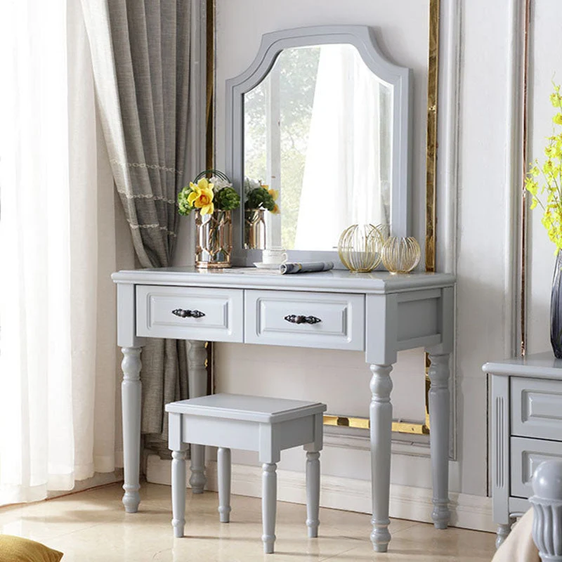 Bedroom Victorian Double Drawers Solid Wood Standing Make-up Vanity