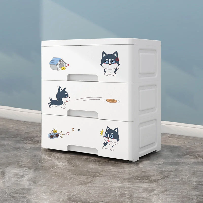 Contemporary Wardrobe White Color Plastic Wardrobe Closet with Drawers