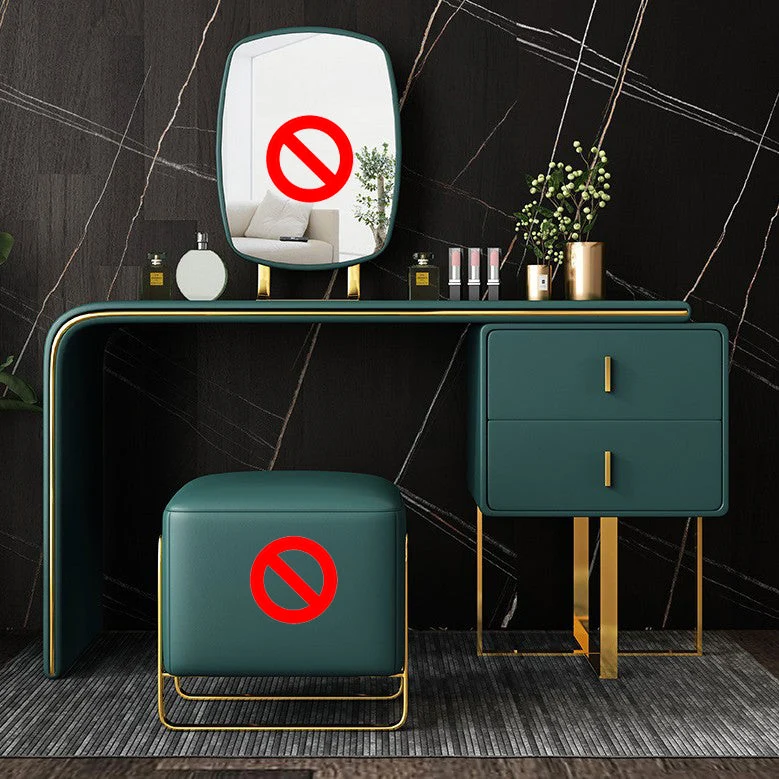 Glam Make-up Vanity with 2 Storage Drawers 20.47" Wide Faux Leather Dresser