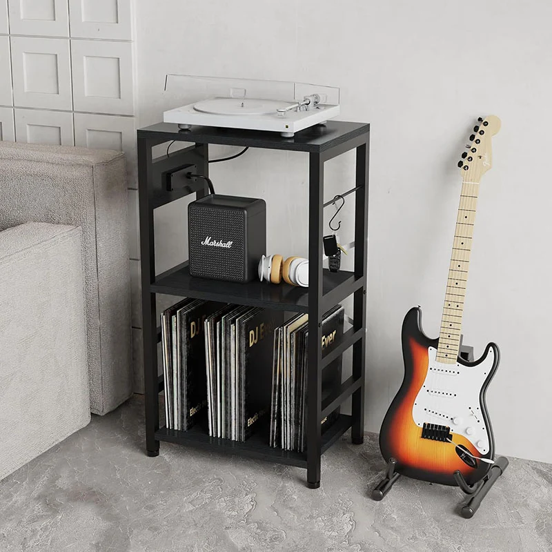 Traditional Vintage Metal Rectangular Side Table With 3 Tiers For Living Room