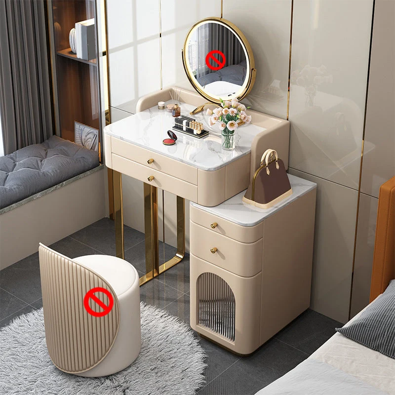 5 Storage Drawers Makeup Vanity Desk Stone Top Dressing Table