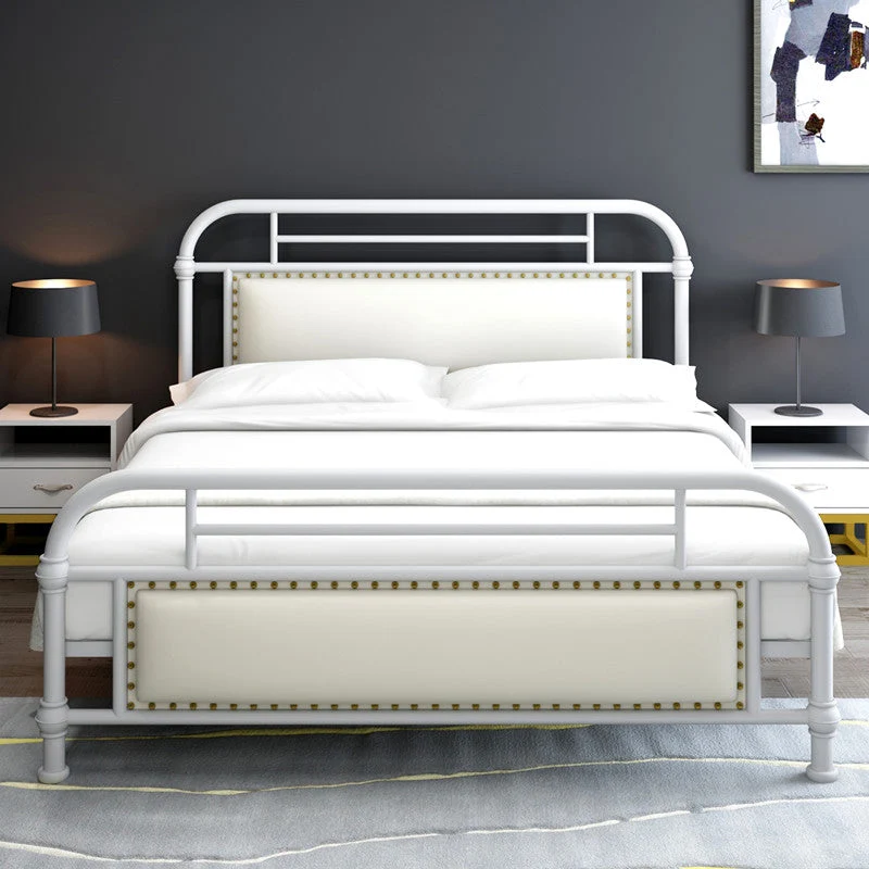 Industrial Nailhead Upholstered Bed Frame Metal 43.3" Tall Bed