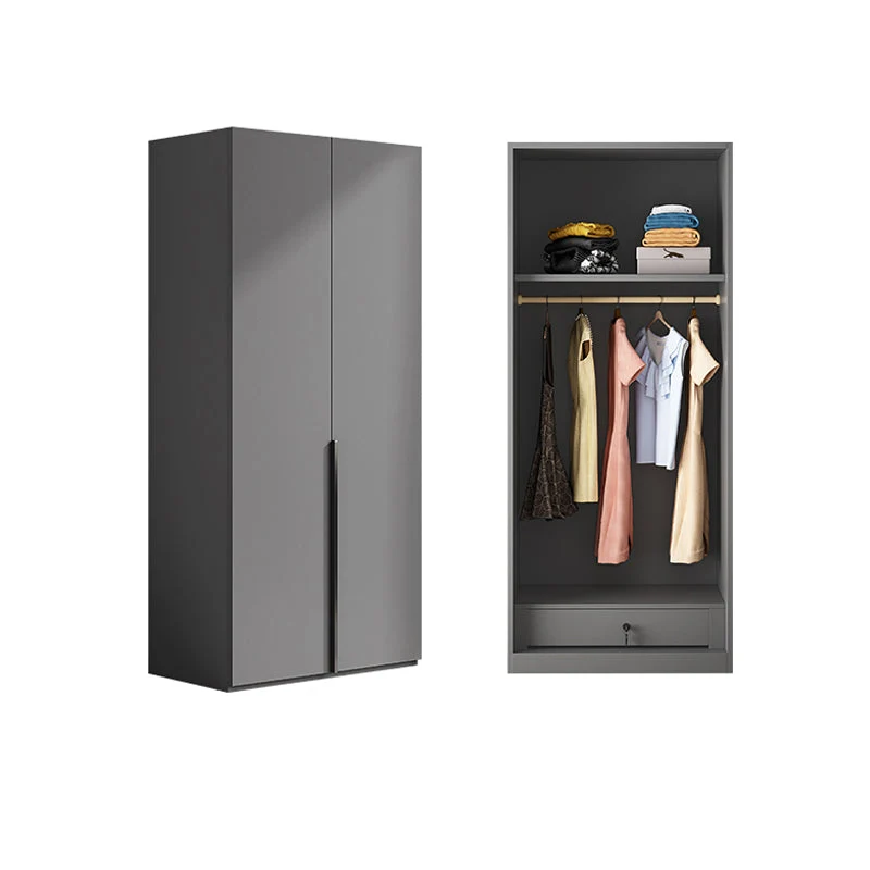 Gray Colour Wardrobe Armoire Wood Bedroom Wardrobe Closet with 1 Drawer