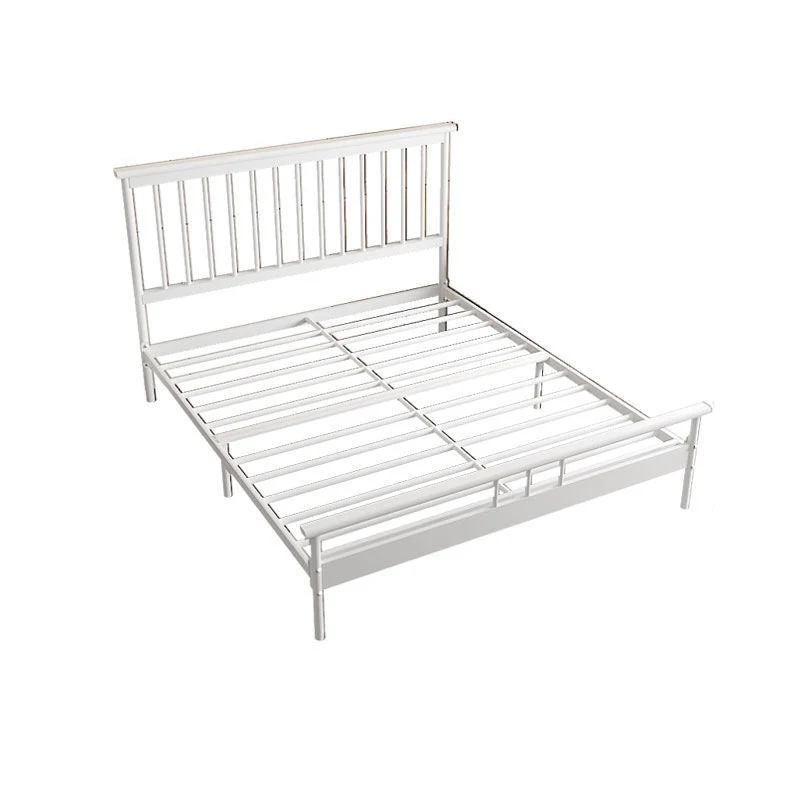 Glam Rectangle Headboard Bed with Iron Frame and Legs Open-Frame Bed