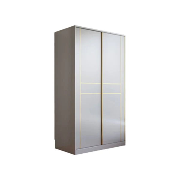 Gray Colour Wardrobe Armoire Wood Soft Close Door Wardrobe Closet with 2-drawer