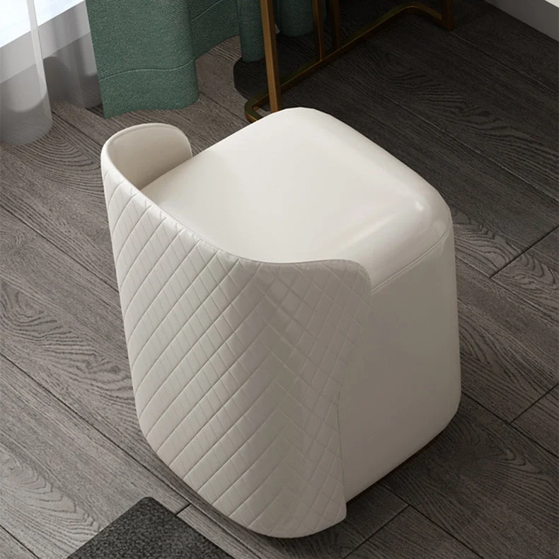 5 Drawer Vanity Desk White 30.7" H Faux Leather Makeup Vanity
