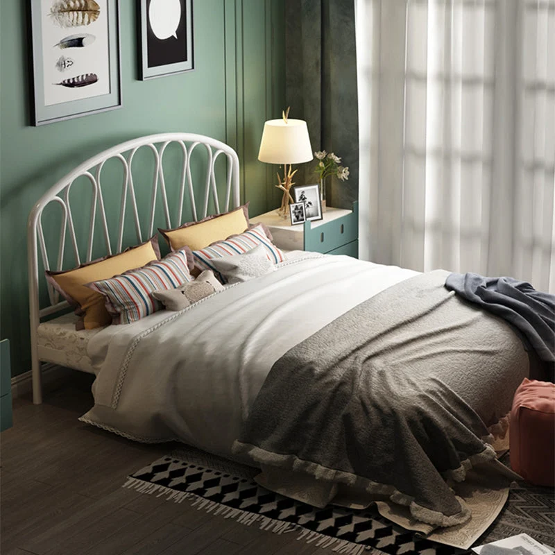 Metal Glam Open-Frame Bed 45" Tall Standard Bed with Headboard