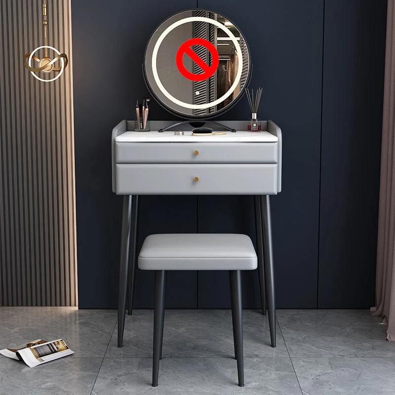 2 Drawer & Jewelry Makeup Vanity Desk Modern Straight Feet Dresser