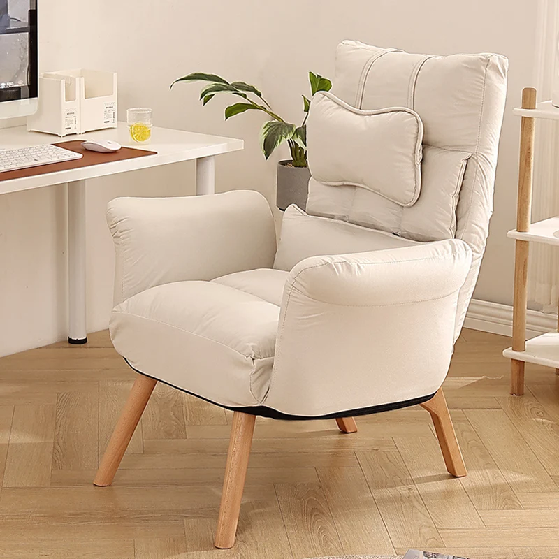 Modern Minimalist Synthetic Fabric Solid Wood Square Reclining Accent Chair With Backrest & Armrest For Living Room