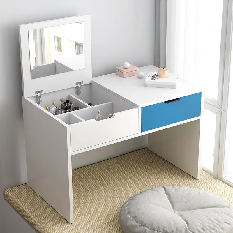 Scandinavian 2-Drawers Table Dressing Table Wood Mirror Make-up Vanity