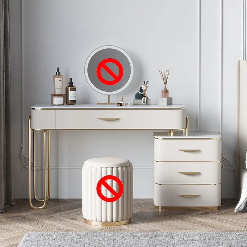 17.71" Wide Make-up Vanity Bright White Wood Vanity Set with 4 Storage Drawers