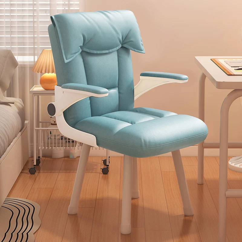 Contemporary Nordic Square Tufted Synthetic Fabric Cat Scratch Leather Solid Wood Desk Chair Backrest Armrest For Home Office