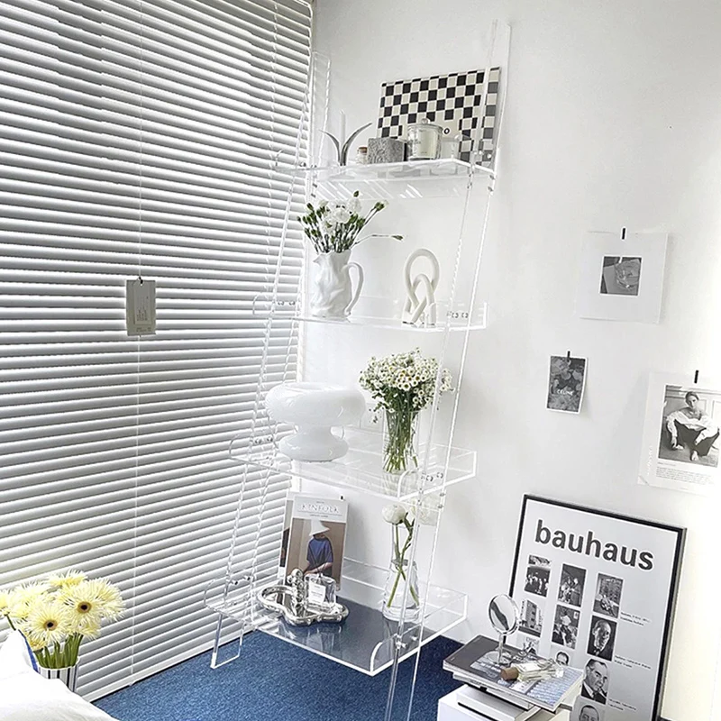 Modern Minimalist Acrylic Storage Display Magazine Rack 4-Tier Storage Shelves For Living Room