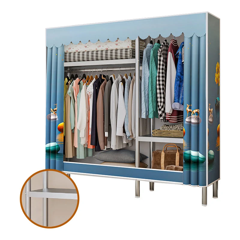 Contemporary Bedroom Wardrobe Metal Wardrobe Closet with Shelves