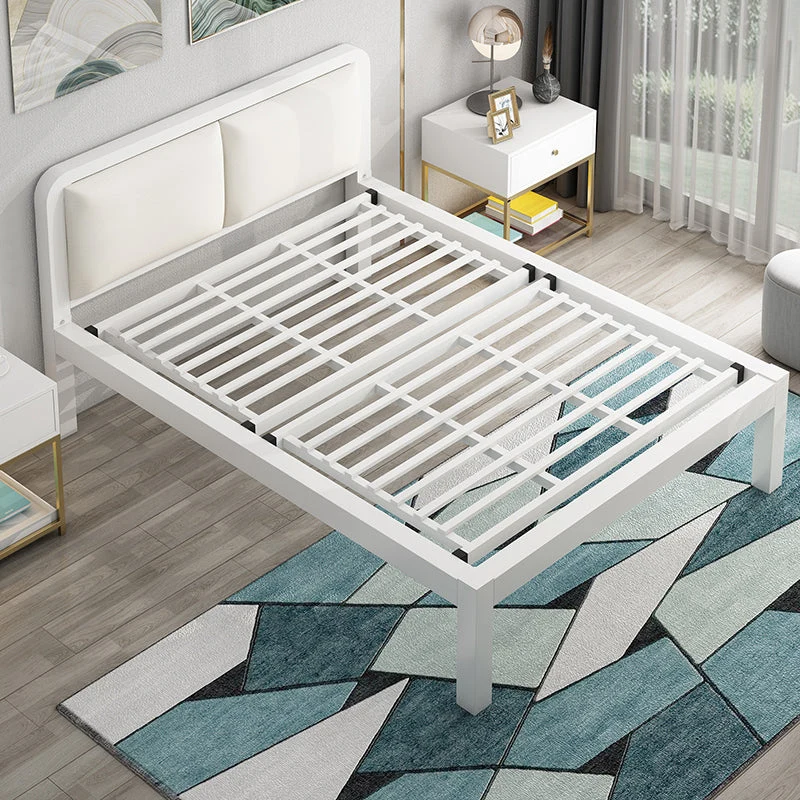 Slat Bed 36.61"H Adjustable Height with Open-Frame Upholstered Headboard