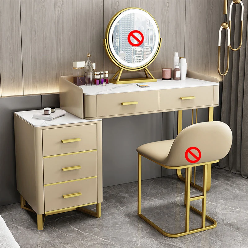 Bedroom Make-up Vanity Luxurious Stone Top Makeup Vanity Desk Table
