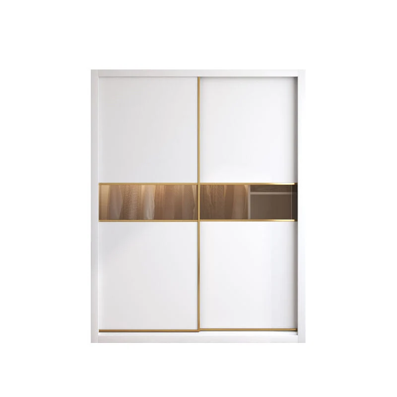White Sliding Wardrobe Cabinet Engineered Wood Wardrobe Armoire