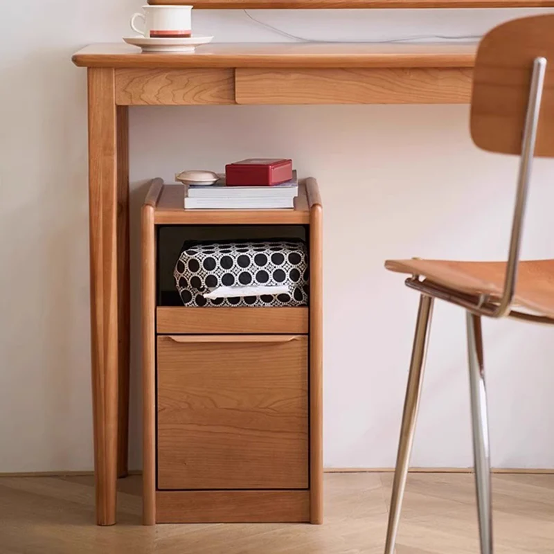 Contemporary Nordic Solid Wood Rectangular Nightstand With 2 Drawers For Bedroom & Living Room