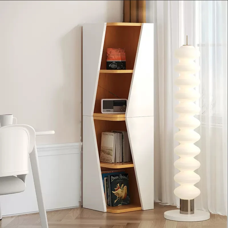 Modern Minimalist Triangle MDF Compact Corner Bookcase 2/4/6-Tier Storage Rack For Home Office