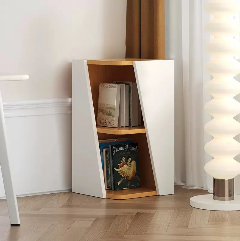 Modern Minimalist Triangle MDF Compact Corner Bookcase 2/4/6-Tier Storage Rack For Home Office