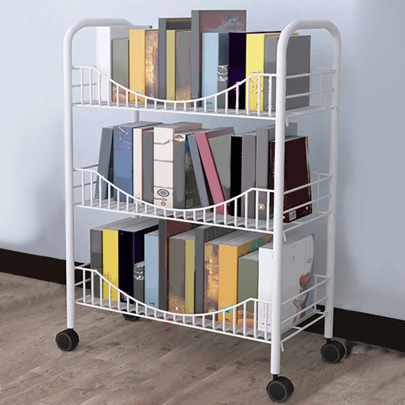 Industrial Metal Geometric Bookcase Open Back Bookcase with Wheels