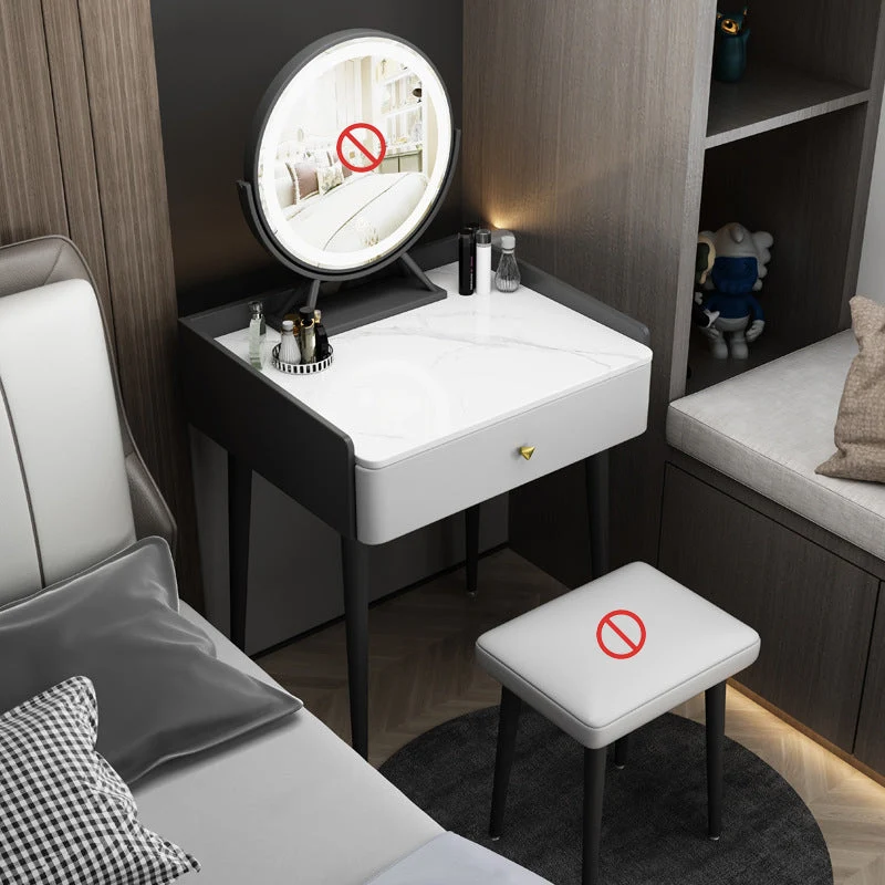 17.32" Wide Vanity Set Contemporary Dressing Table with Drawer