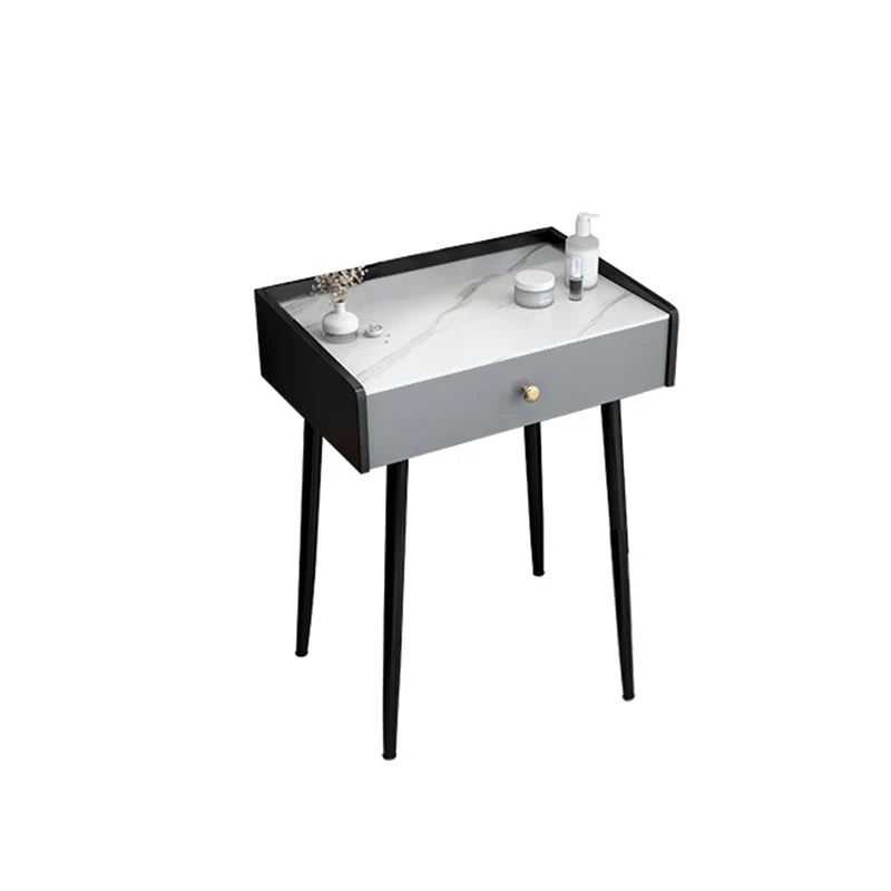 Contemporary Vanity Stone Top Makeup Dressing Table in Black
