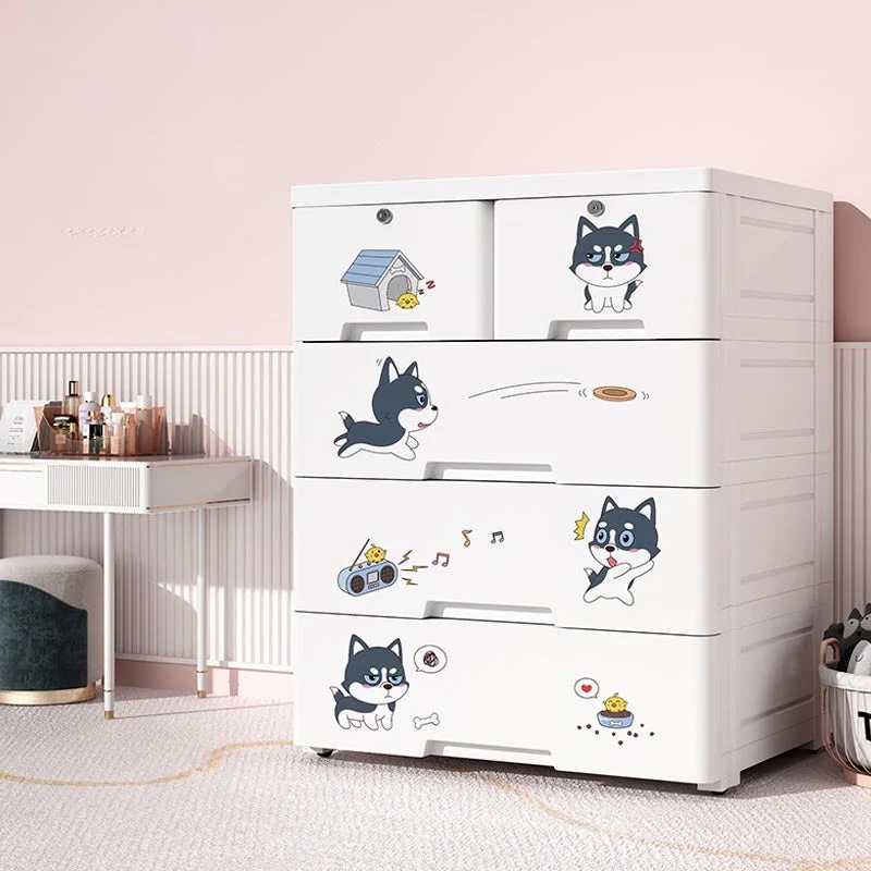 Contemporary Style Non-Hanging Armoire White Colour Plastic Wardrobe Closet